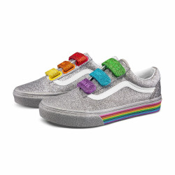 vans范斯彩色魔术贴女鞋oldskool低帮帆布鞋flourshop联名