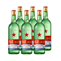 红星 二锅头酒 清香醇正 绿瓶 56%vol 清香型白酒 750ml*6瓶
