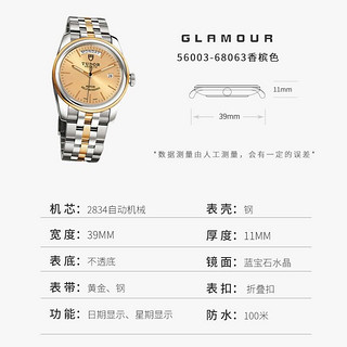 TUDOR 帝舵 瑞士手表骏珏日历型自动机械男士腕表 56003-68063香槟色 39mm