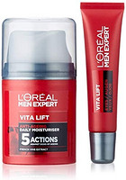 L'OREAL PARIS 巴黎欧莱雅 L'Oreal Paris 巴黎欧莱雅 男士专家礼盒套装,抗衰老双重套装:Vitalift 保湿霜和眼霜,0.278 千克