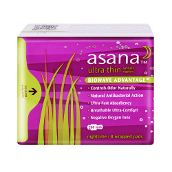 阿莎娜 进口阿莎娜asana超薄棉面夜用卫生巾28cm*8片/包姨妈护垫护翼纯棉