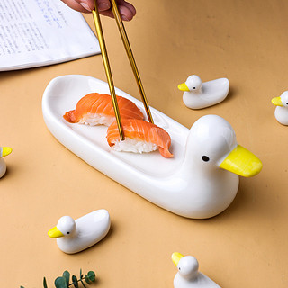 小鸭子筷子架托鲸鱼餐桌陶瓷筷托可爱筷枕收纳摆件