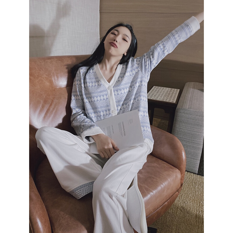 PEANOJEAN 6890 开衫棉睡衣女时尚两件套