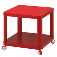 IKEA 宜家 TINGBY 新贝 脚轮边桌 红色 50*50cm