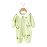 AIYINGBEIBI 爱婴贝比 BE4825 婴儿长袖连体衣 绿可爱猫 80cm