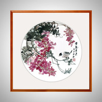 积善 现代中式客厅装饰画走廊过道玄关斗方挂画沙发背景墙字画书房茶室壁画 紫气东来 55X55cm