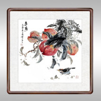积善 手绘客厅沙发背景装饰画事事如意字画走廊玄关斗方挂画餐厅卧室中堂画中式过道竖版办公室书房壁画 多寿 四尺斗方83.6*83.6cm/幅