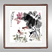 积善 手绘客厅沙发背景装饰画事事如意字画走廊玄关斗方挂画餐厅卧室中堂画中式过道竖版办公室书房壁画 金玉满堂 四尺斗方83.6*83.6cm/幅