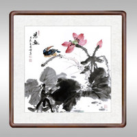积善 手绘客厅沙发背景装饰画事事如意字画走廊玄关斗方挂画餐厅卧室中堂画中式过道竖版办公室书房壁画 清趣 四尺斗方83.6*83.6cm/幅