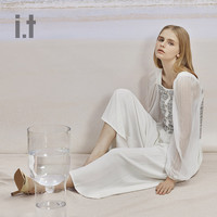 b+ab it b+ab女装阔腿长裤2021春季新品通勤时髦宽松褶皱裙裤1108IG