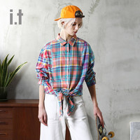 it UNDERGARDEN女装衬衫春季格纹拼接8400MAE(XS、NYX)