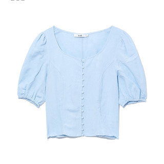 it b+ab女装泡泡袖上衣2021夏季新品优雅气质单排扣合身1310IG（S、BLL/蓝色）