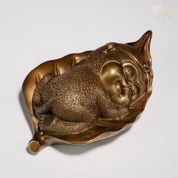 铜师傅 全铜摆件《心有菩提》家居饰品 铜工艺品 礼品 小悟空摆件