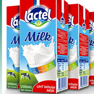 lactel 兰特 全脂牛奶 200ml*6盒