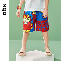 MQD 马骑顿 童装男童五分休闲21夏季新款儿童机器人印花沙滩裤