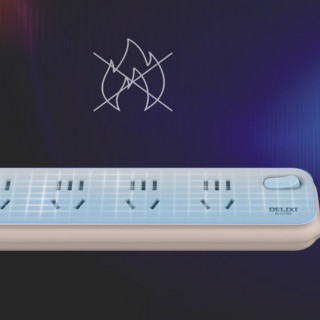 DELIXI 德力西 遇见系列 CD98E-DK3X3U 新国标插排 三位USB五孔 心动粉 1.6m