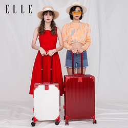 ELLE 她 行李箱女万向轮拉杆箱20寸结婚铝框旅行箱24寸红色登机密码箱