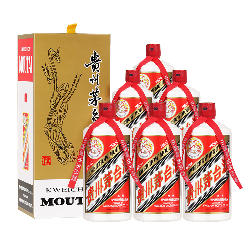 moutai 茅台 飞天茅台 53%vol 酱香型白酒 750ml*6瓶 整箱装