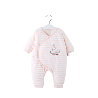 Tongtai 童泰 TS94D025 婴儿长袖连体衣 条纹粉色 59cm