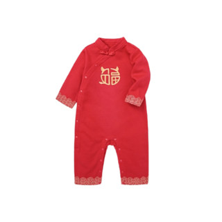 mini balabala 迷你巴拉巴拉 6624 婴儿长袖连体衣 中国红 90cm