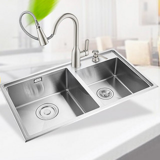 MOEN 摩恩 手工厨房水槽双槽套装 加厚加大双槽 850mm