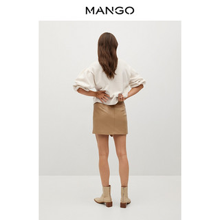 MANGO女装开衫2021春夏新款针织面料泡泡长袖V领设计开衫毛衣