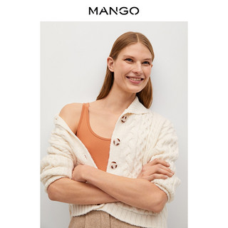 MANGO女装开衫2021春夏新款直筒设计落肩车缝长袖拼接针织开衫
