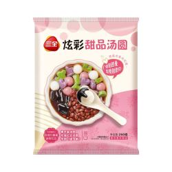 三全炫彩甜品汤圆玫瑰红豆口味260g早餐点心小食芋圆