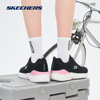 Skechers斯凯奇2021年春季新款女子轻便运动鞋时尚绑带跑步鞋 149349\/232291 149349-BKPK 黑色/粉红色 36