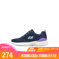 Skechers斯凯奇2021年春季新款女子轻便运动鞋时尚绑带跑步鞋 149349\/232291 149349-NVPR 海军蓝色/紫色 37
