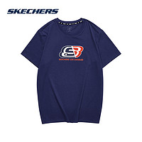 SKECHERS 斯凯奇 Skechers斯凯奇春夏新款字母LOGO针织短袖圆领运动T恤男女同款情侣款L121U173