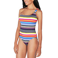 Striped One-Shoulder One-Piece Swimsuit