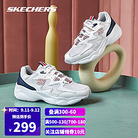 Skechers斯凯奇情侣鞋男女校园舒适小白鞋厚底缓震老爹鞋88888105 WBLR白色/蓝色(女款) 37.5