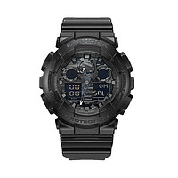 CASIO 卡西欧 G-SHOCK系列全黑多功能运动双显三眼计时男表GA-100CF-1A