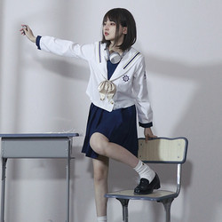 放學後的制服馆 航海少女 JK制服 水手服 女士中间服上衣 L