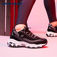 斯凯奇（Skechers）情侣款D’lites秋冬加绒保暖时尚细条纹熊猫休闲运动鞋 66666036 黑白色/BKW 38