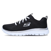 Skechers斯凯奇官方 女鞋简约纯色运动鞋 轻质减震软底休闲鞋12615 黑色/白色/BKW 38