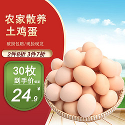 白荡里 土鸡蛋10枚 农家谷物饲养土鸡蛋现捡现发柴鸡蛋蛋白健身食材 约30-40g\枚 10枚