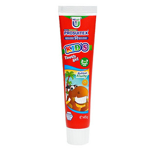 益适（PROSUITEX）木糖醇水晶儿童牙膏 安心洁牙 木糖醇防蛀 清新草莓45g1支+杂果蜂胶45g1支