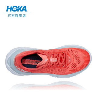 HOKA ONE ONE男女款Clifton Edge克利夫顿先锋公路跑鞋回弹缓冲减震运动鞋 珊瑚红/白色 38.5/240mm