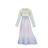 都城南庄 汉服 丹尘子 女士袒领半臂齐腰襦裙 浅黄色 S
