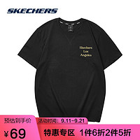 SKECHERS 斯凯奇 Skechers斯凯奇T恤男 2021年春夏新款 英文后背印花图案个性短袖L121M206