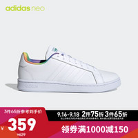 阿迪达斯官网 adidas neo GRAND COURT 男鞋低帮休闲运动鞋H01055 白/绿/橙色/黄 42(260mm)