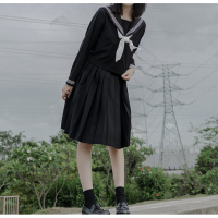 ZONPER 中牌 jk制服 白三本 关西襟 水手服黑色上衣
