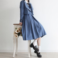 仲春二四JK 水月中 jk制服 蓝色背心裙