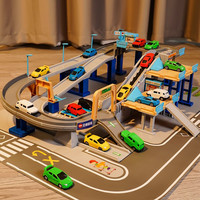 儿童汽车闯关大冒险轨道车停车场玩具路轨电梯城市汽车大楼儿童玩具车3-6岁男孩电动套装 城市轨道8车+地图+充电电池