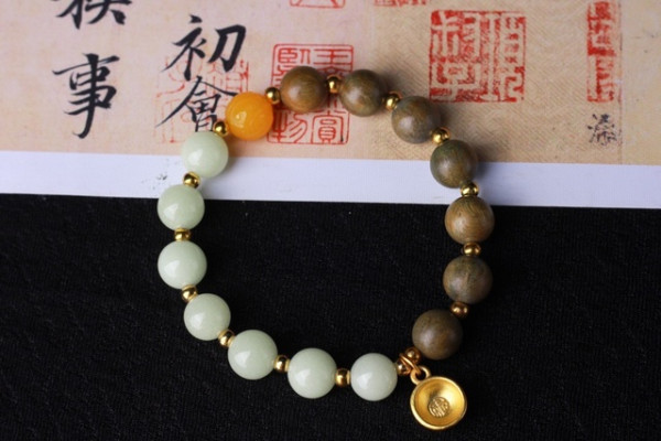阿根廷绿檀 搭配精美发光珠手串 1.0cm 绿檀 独特的檀香味
