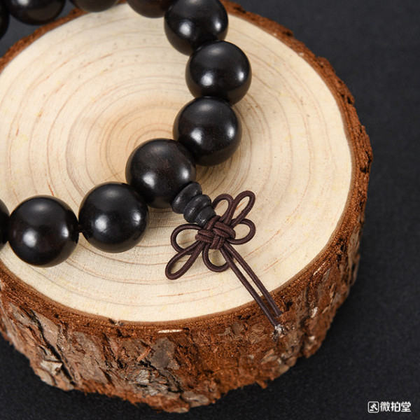 天然黑檀木佛珠手串 15mm 15颗 手工打磨取材 精美手串