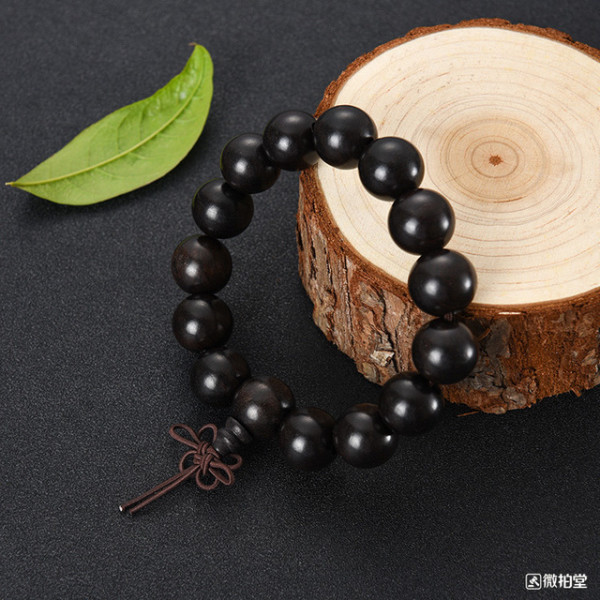 天然黑檀木佛珠手串15mm15颗手工打磨取材精美手串