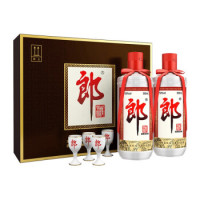 有券的上：LANGJIU 郎酒 郎牌郎酒 53%vol 酱香型白酒 500ml*2瓶 礼盒装